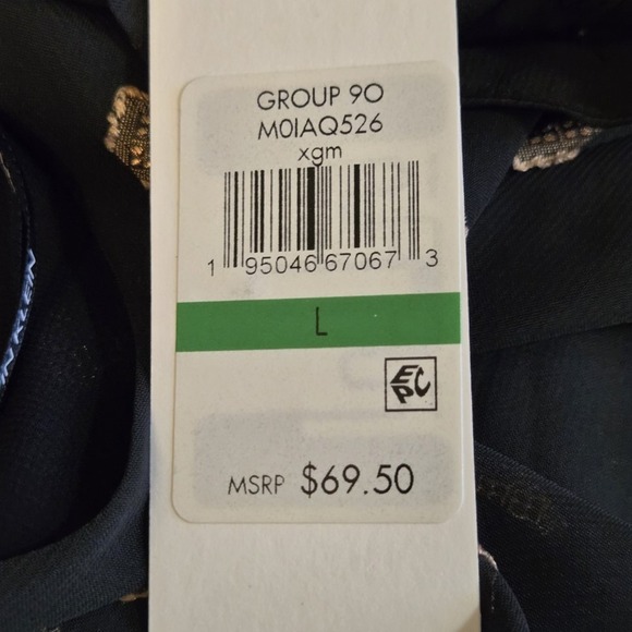 Calvin Klein NEW Sleeveless Mock Neck Blouse Black Gold Geometric Print Size L - Picture 6 of 10